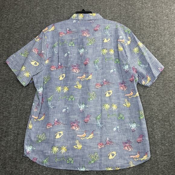 Tommy Bahama Hawaiian Shirt Mens XL Striped Button Up Palm-Versational Beach - Picture 2 of 7